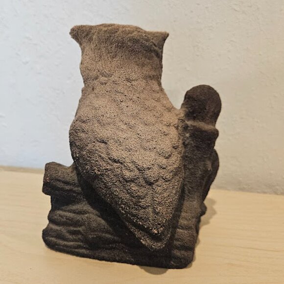 Vintage Owl Branch Figurine Mid Century Modern Tabletop Decor Small Yellow Eyes - Picture 3 of 6